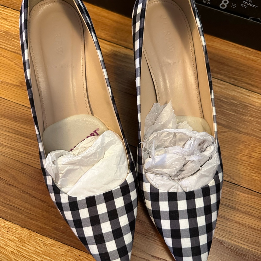 EUC Jcrew Dulci Kitten Heel Black & white Gingham 8.5 great condition!